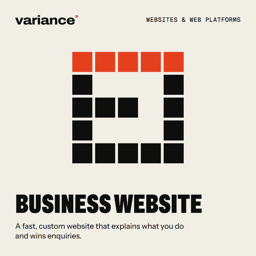 The Business website card from the Variance catalogue