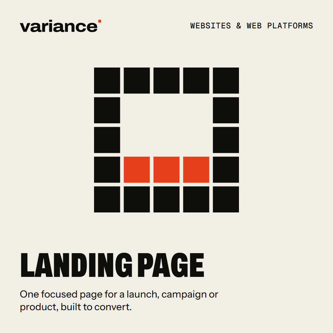 The Landing page card from the Variance catalogue
