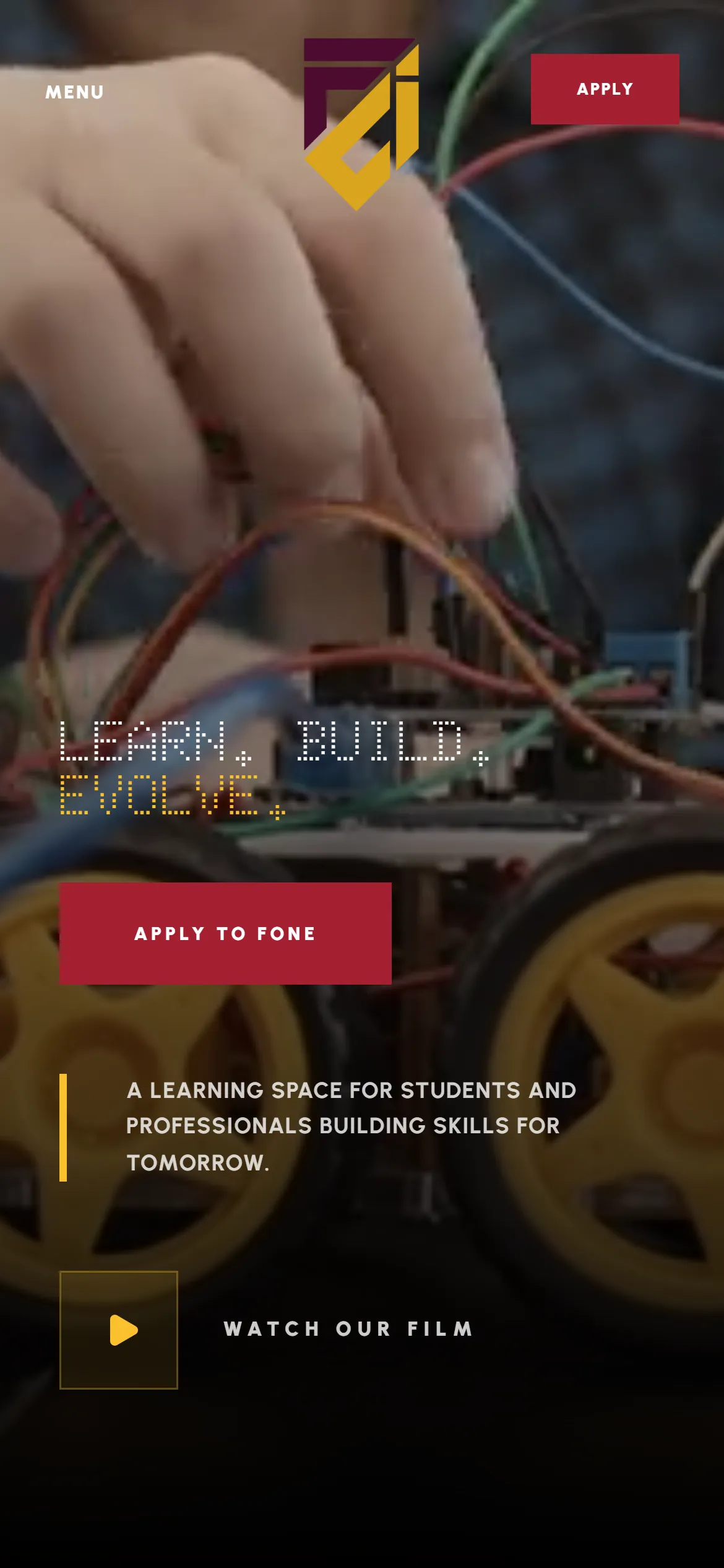 The FONE Coding Institute website on a phone