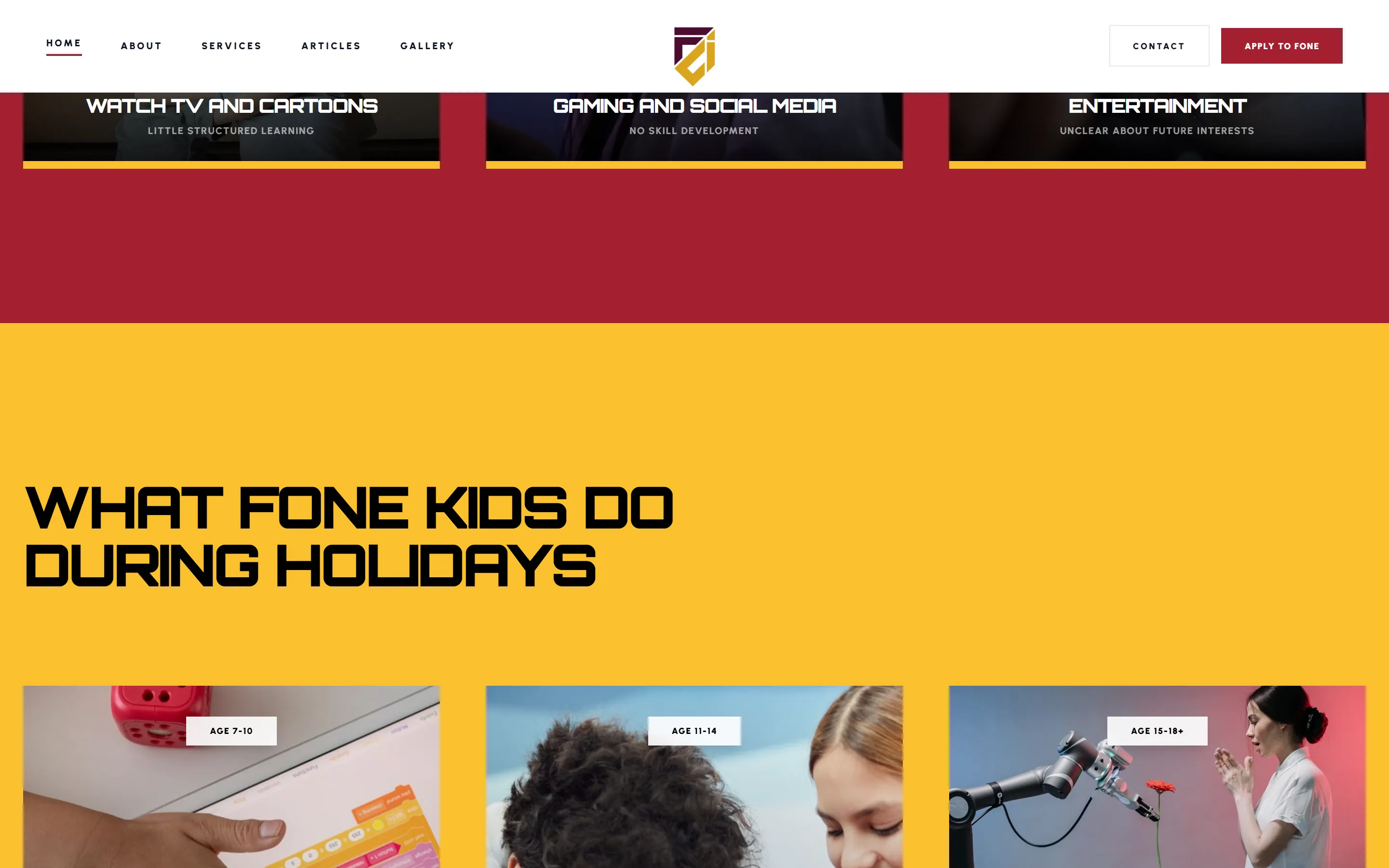 …and what FONE kids do: coding, programming basics and real robotics projects.