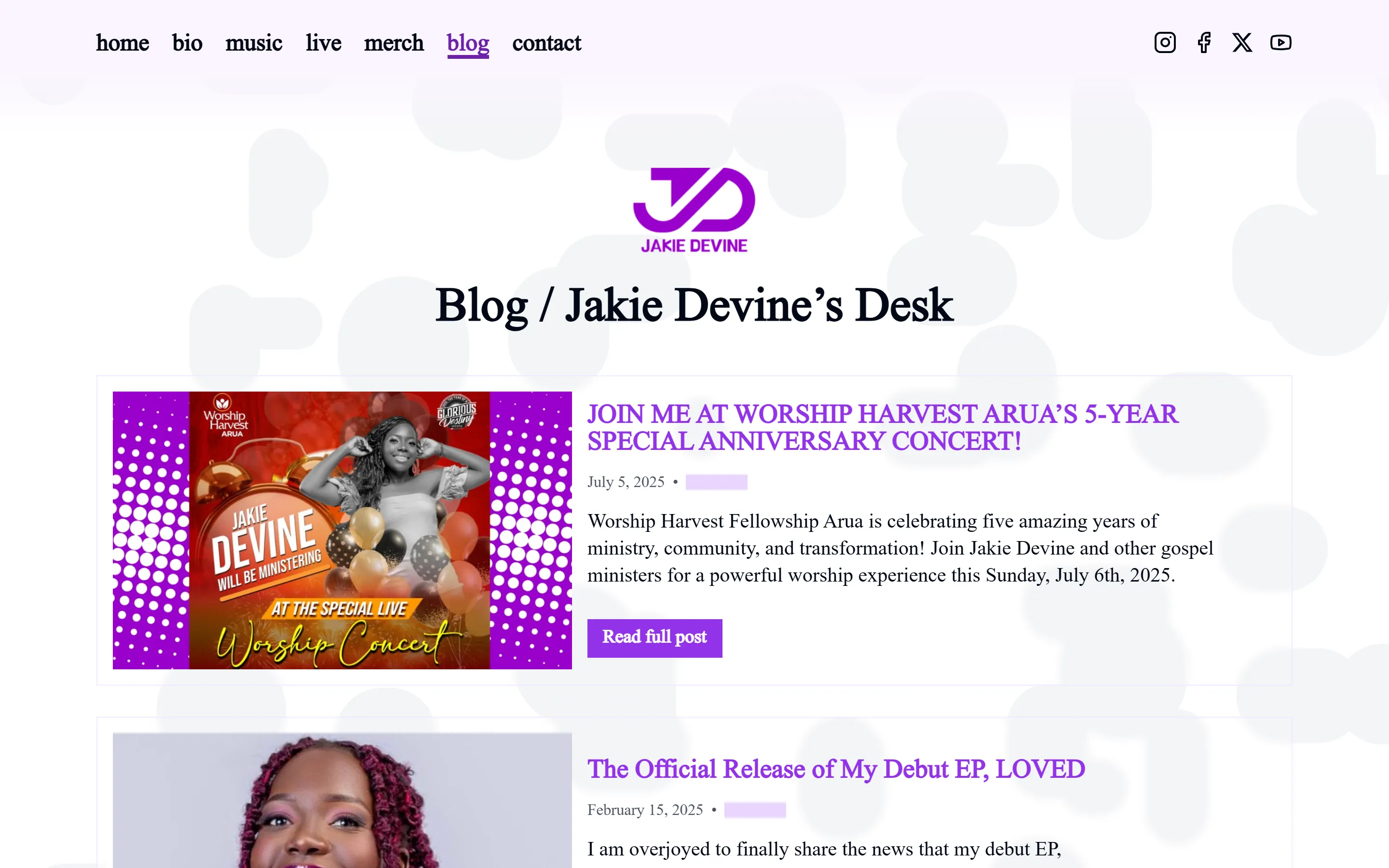 Jakie Devine's Desk: concerts, and the release of the debut EP, Loved.
