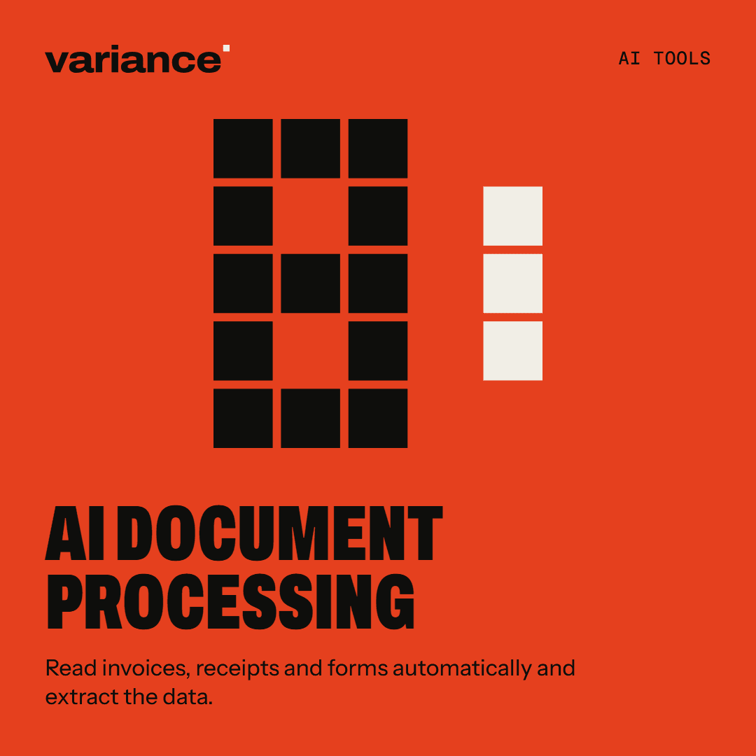 The AI document processing card from the Variance catalogue