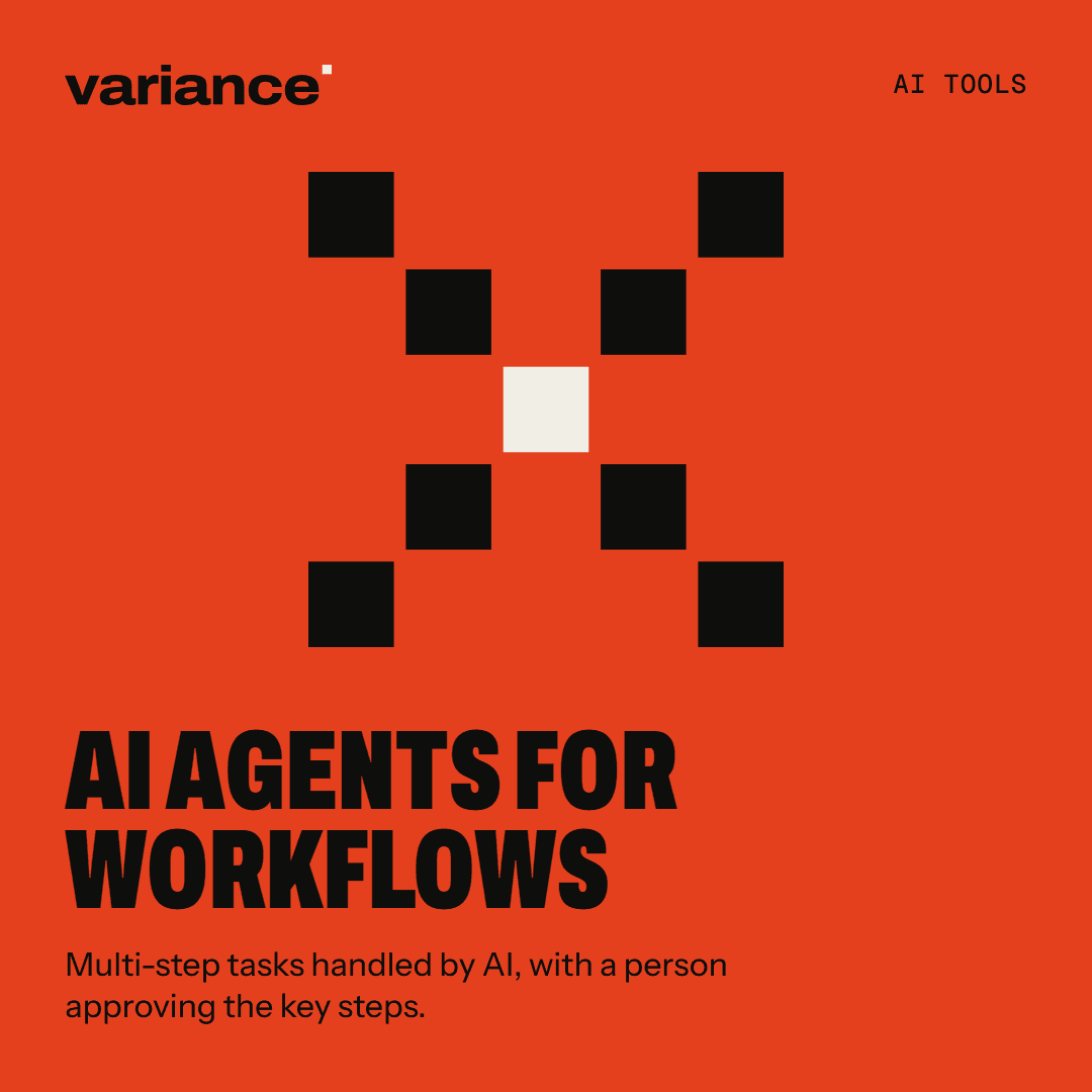 The AI agents for workflows card from the Variance catalogue