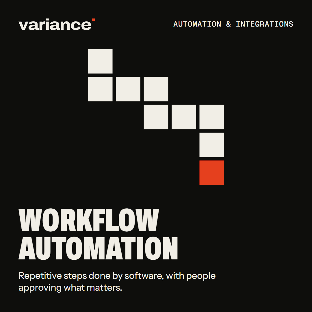 The Workflow automation card from the Variance catalogue