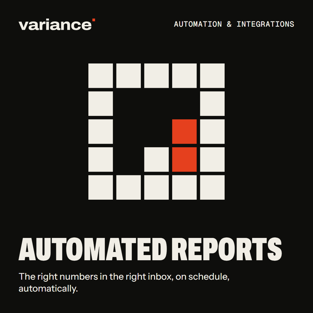 The Automated reports card from the Variance catalogue