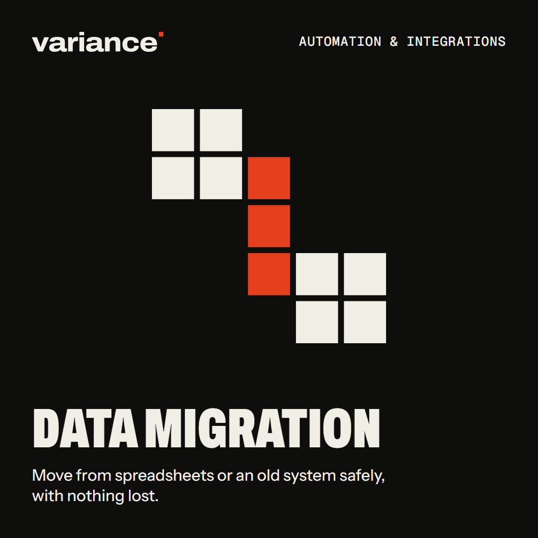 The Data migration card from the Variance catalogue