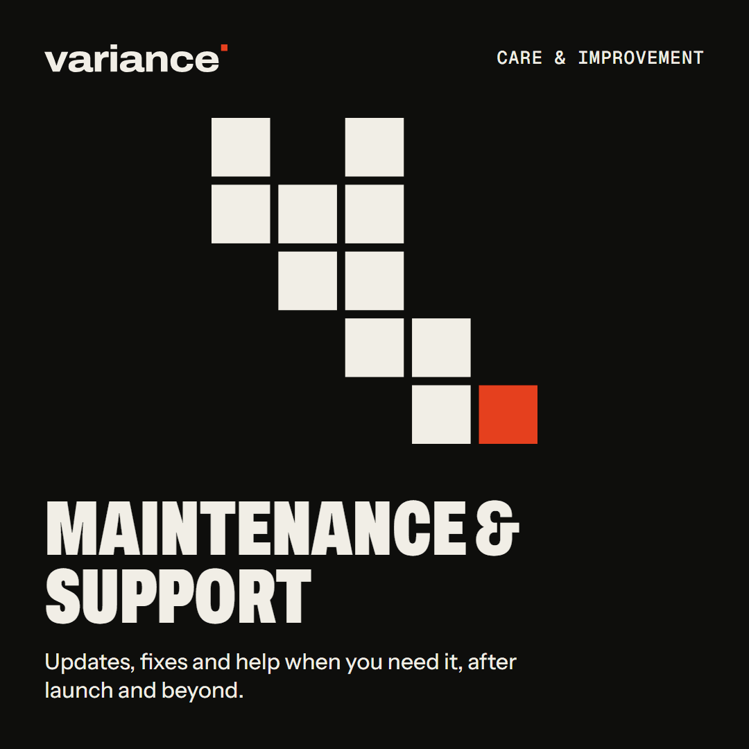 The Maintenance & support card from the Variance catalogue