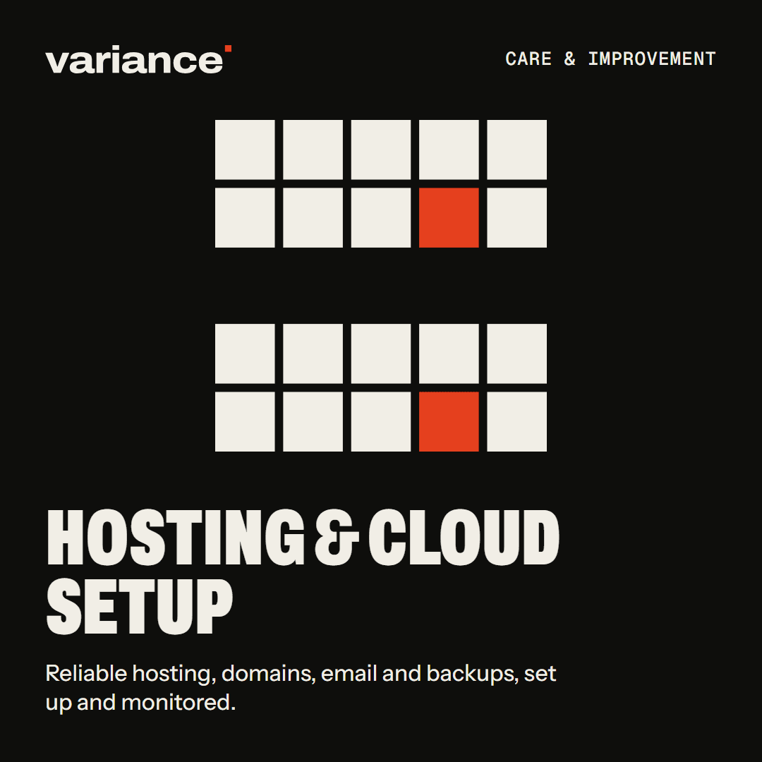 The Hosting & cloud setup card from the Variance catalogue