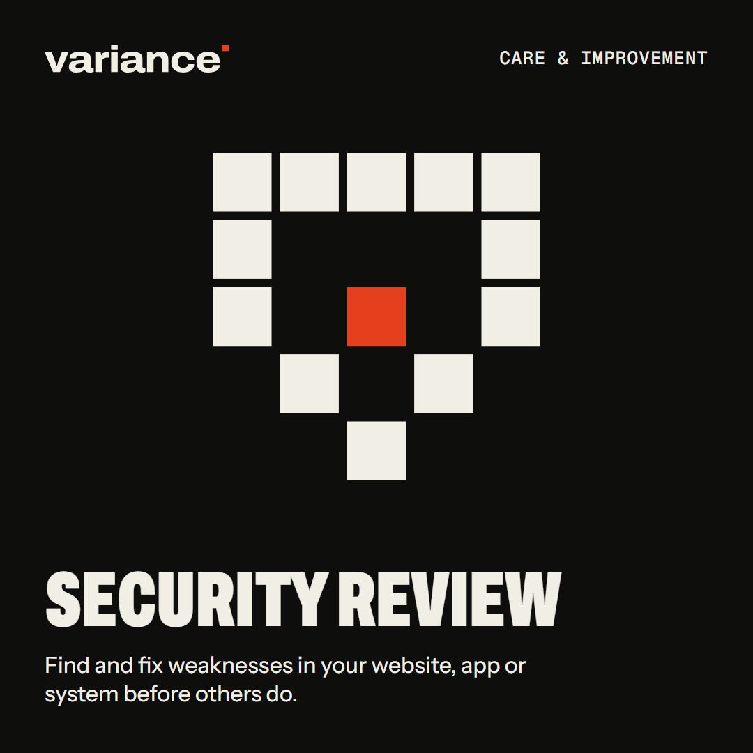 The Security review card from the Variance catalogue