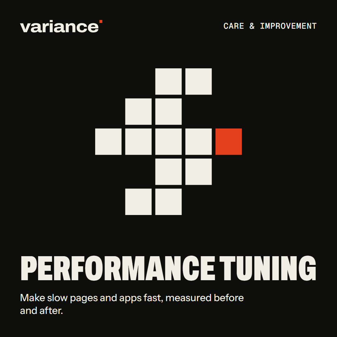 The Performance tuning card from the Variance catalogue