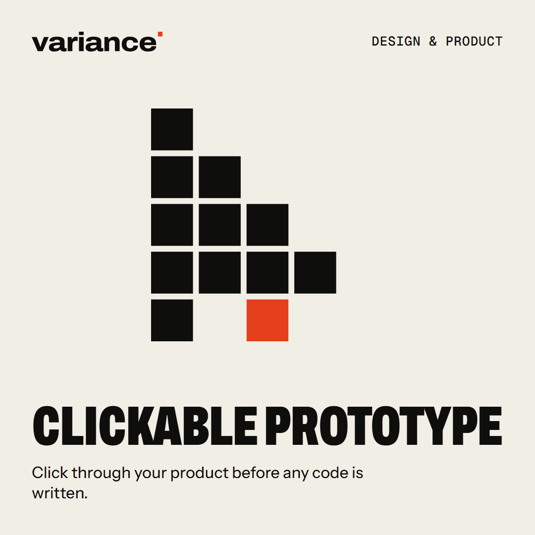 The Clickable prototype card from the Variance catalogue