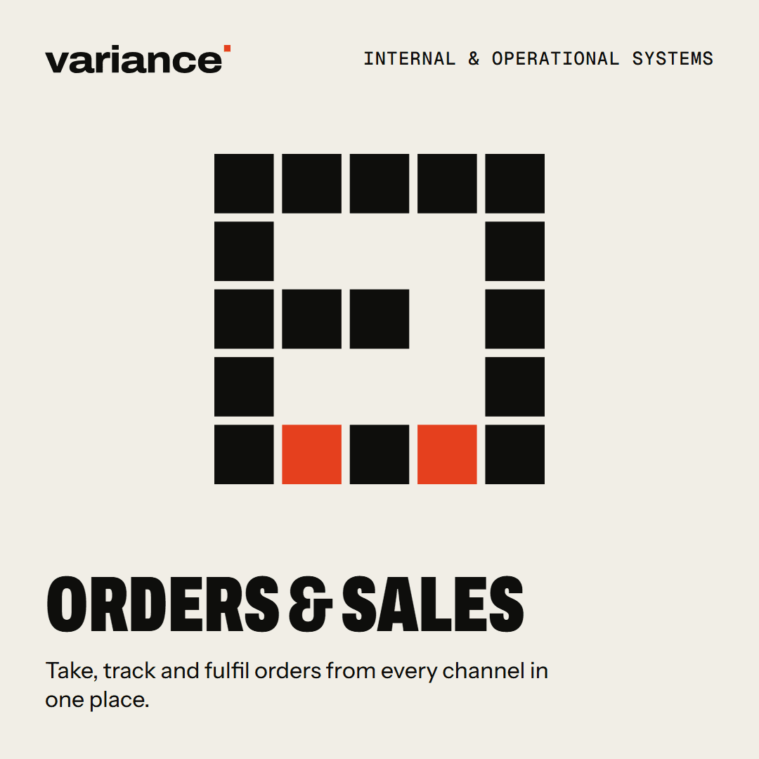 The Orders & sales card from the Variance catalogue