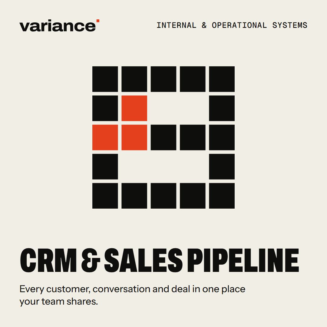 The CRM & sales pipeline card from the Variance catalogue