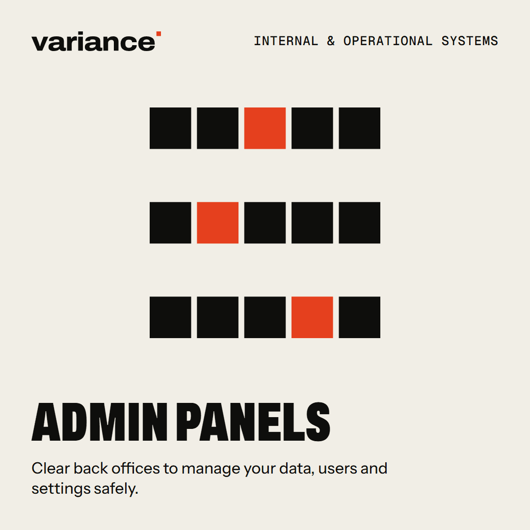 The Admin panels card from the Variance catalogue