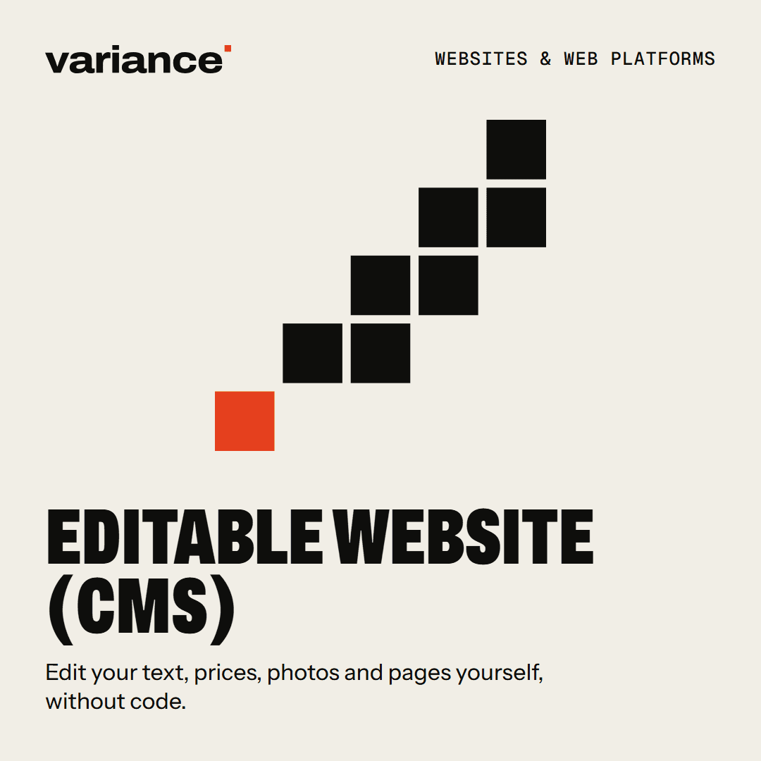 The Editable website (CMS) card from the Variance catalogue