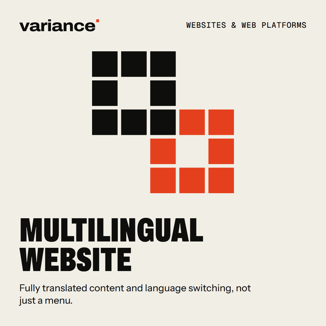 The Multilingual website card from the Variance catalogue