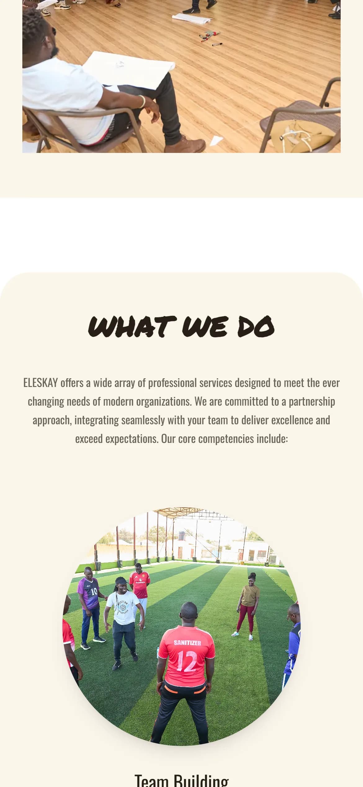 The Eleskay website on a phone, screen 2
