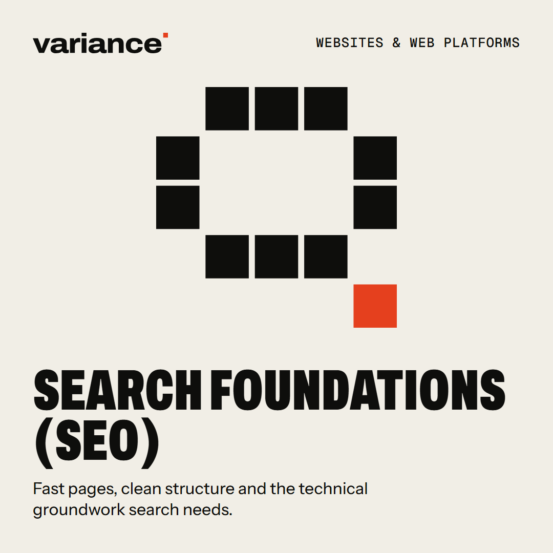 The Search foundations (SEO) card from the Variance catalogue